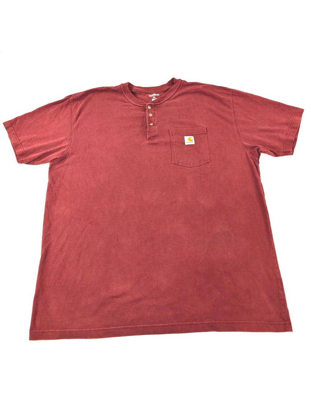 Carhartt Men's XL Red Cotton Henley Short Sleeve T-Shirt with Pocket